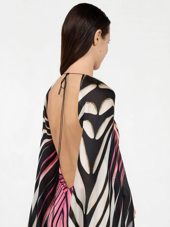 Vestido Maxi Capeado Abstracto