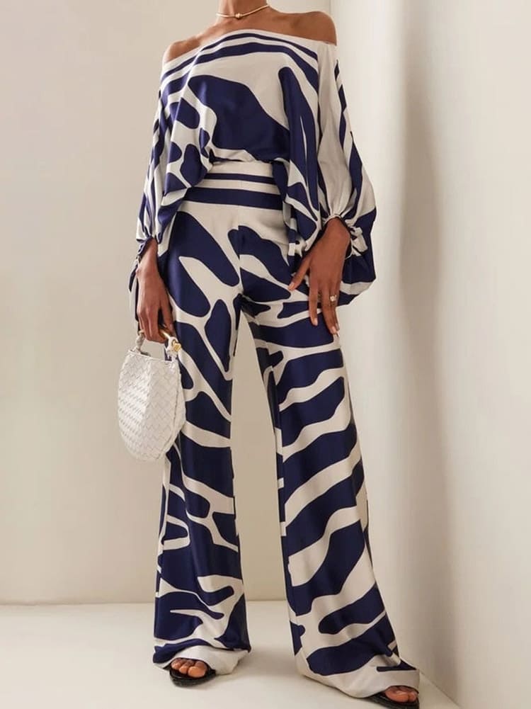 Conjunto de dos piezas con ondas abstractas - Azul