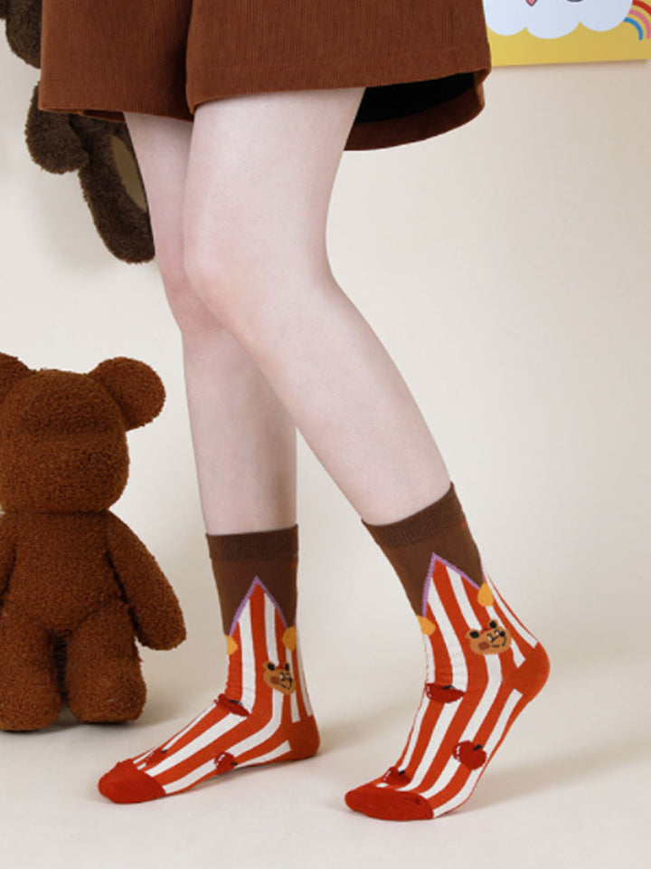 Roztomilý kreslený medvěd bavlněné ponožky