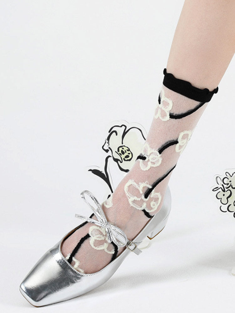 Adorabili calze velate di cristallo stampate