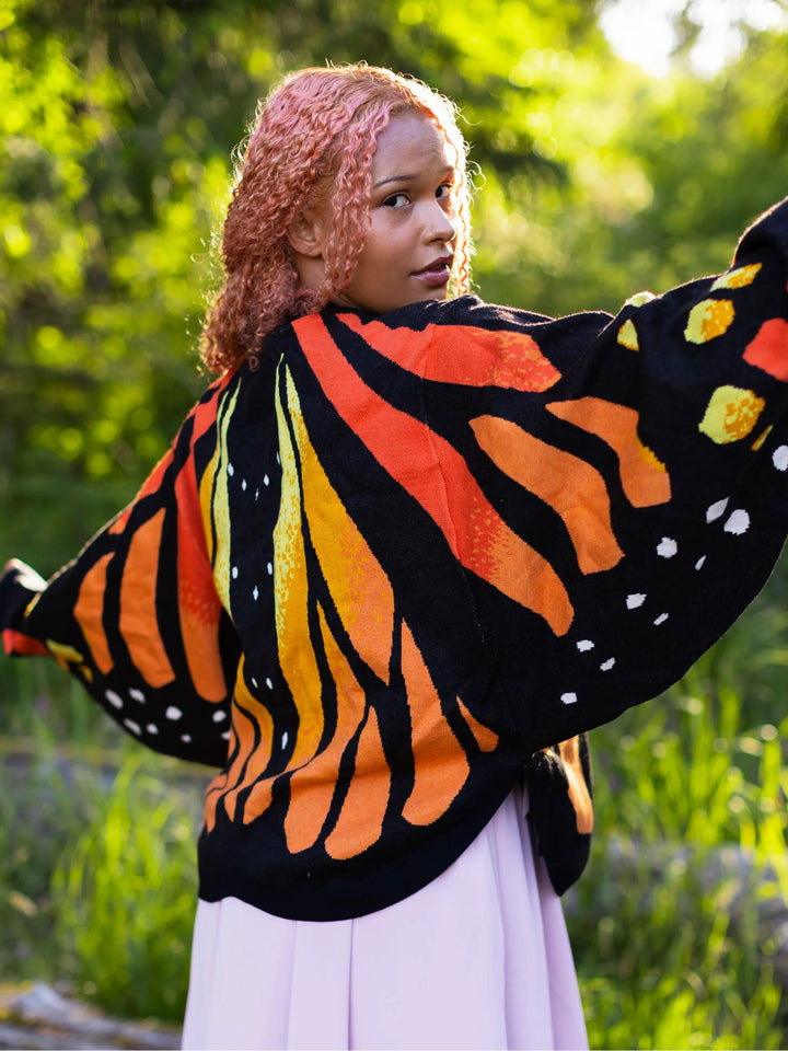 Monarch Butterfly Print Knit Cardigan