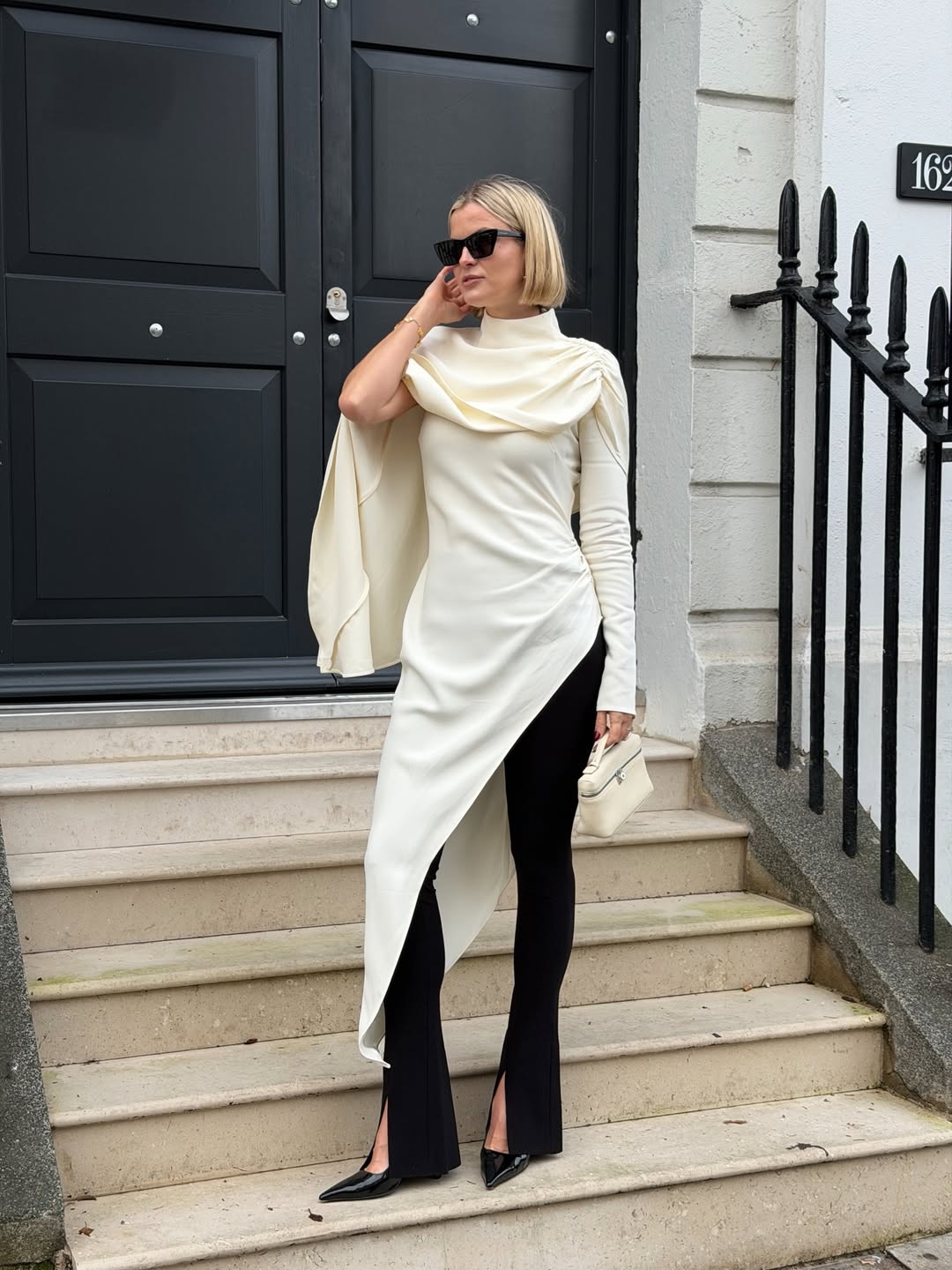 Asymmetric Cape High-Neck Top