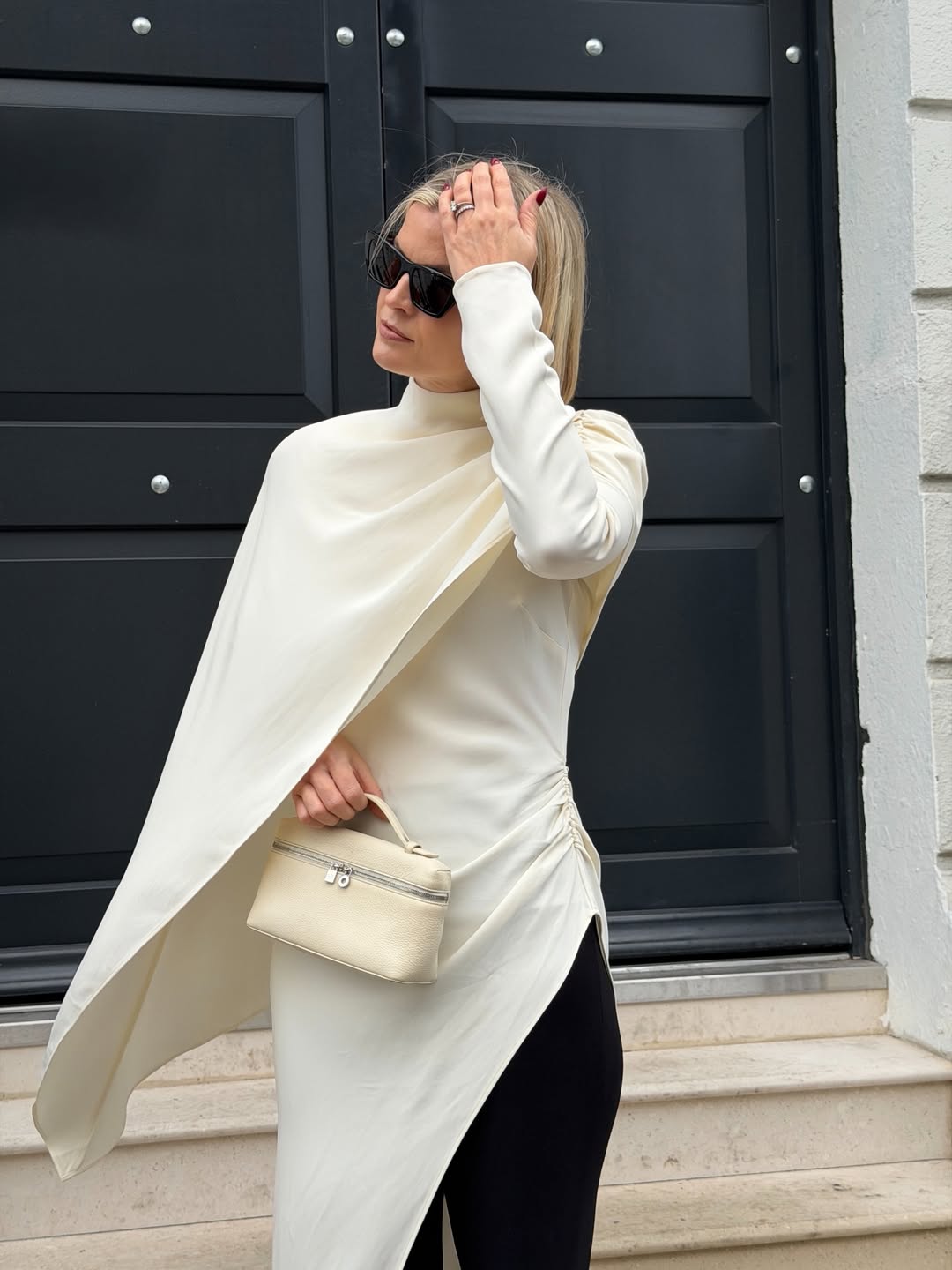 Asymmetric Cape High-Neck Top