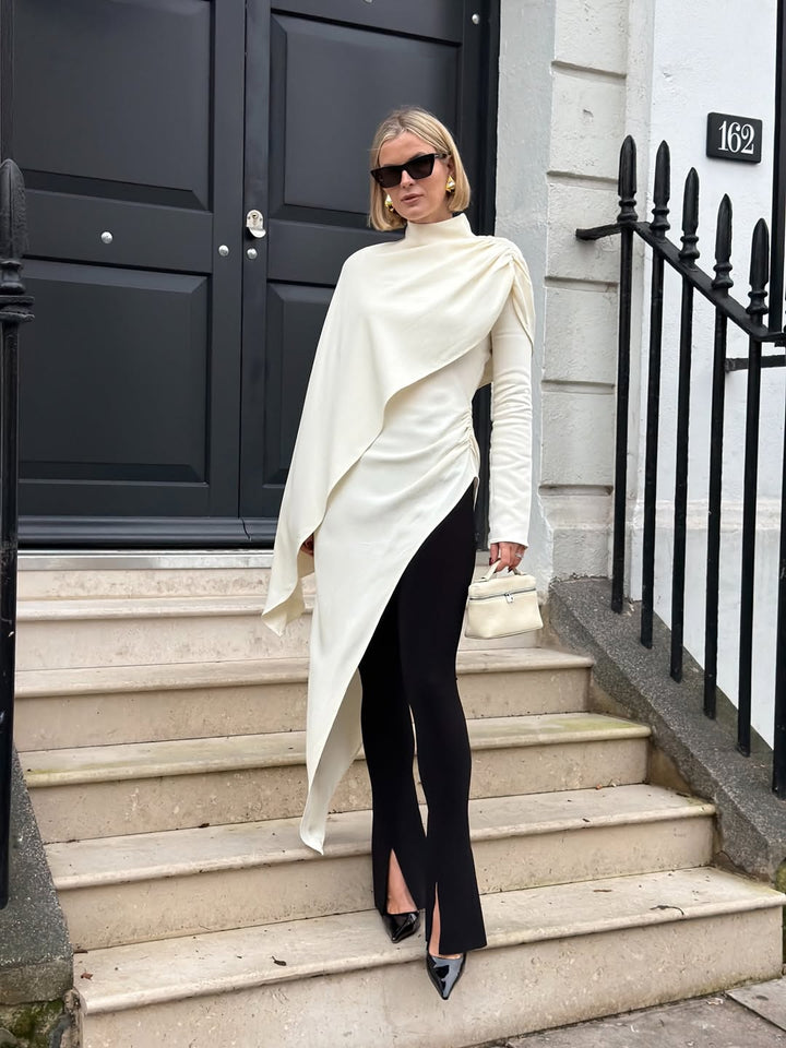 Asymmetric Cape High-Neck Top