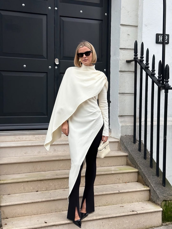 Asymmetric Cape High-Neck Top