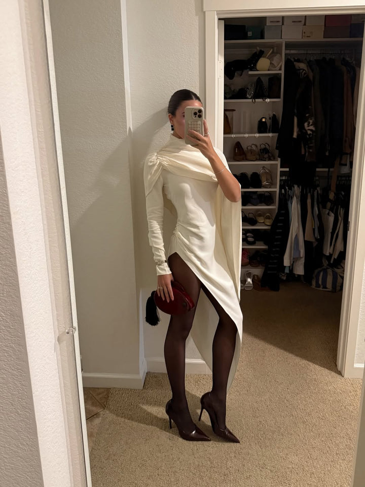 Asymmetric Cape High-Neck Top