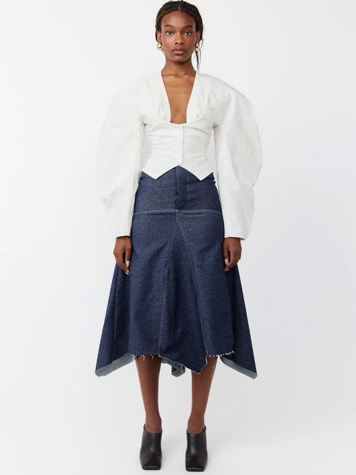 Curved Balloon Sleeves Blouse