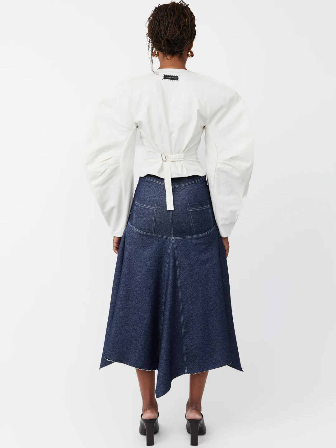 Curved Balloon Sleeves Blouse