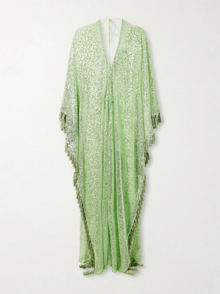 Sequin Fringe Glitter Kaftan