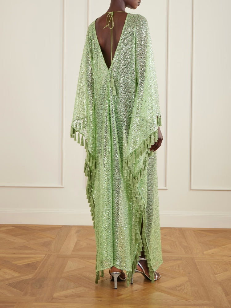 Sequin Fringe Glitter Kaftan