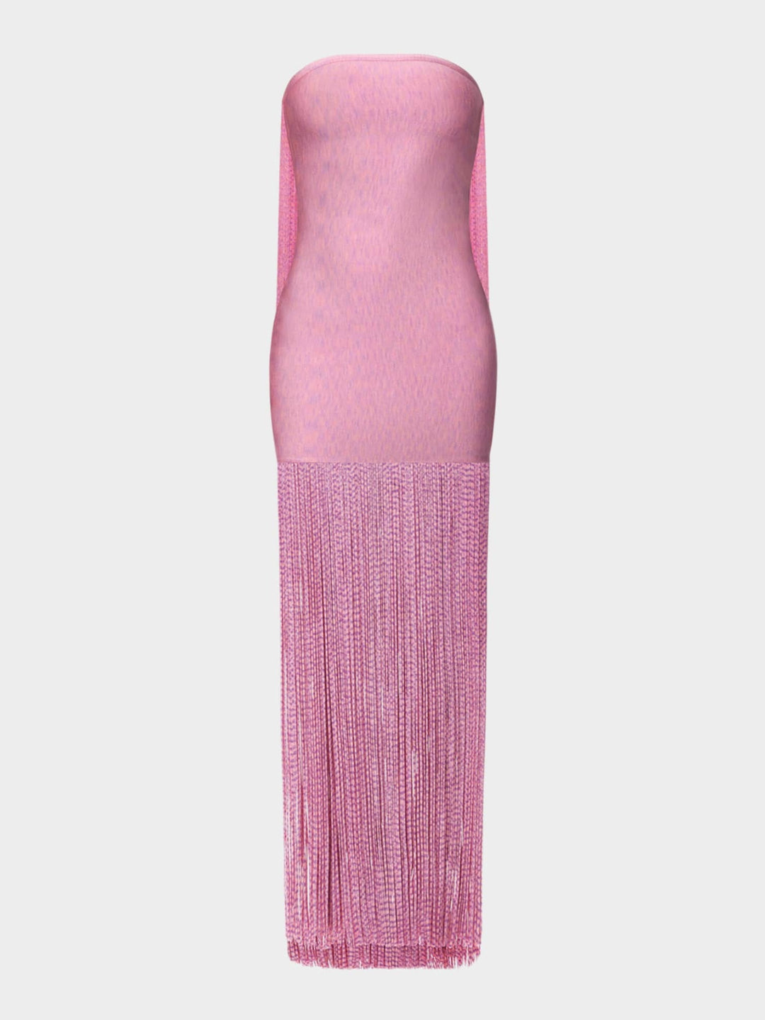 Strapless Fringe Maxi Dress