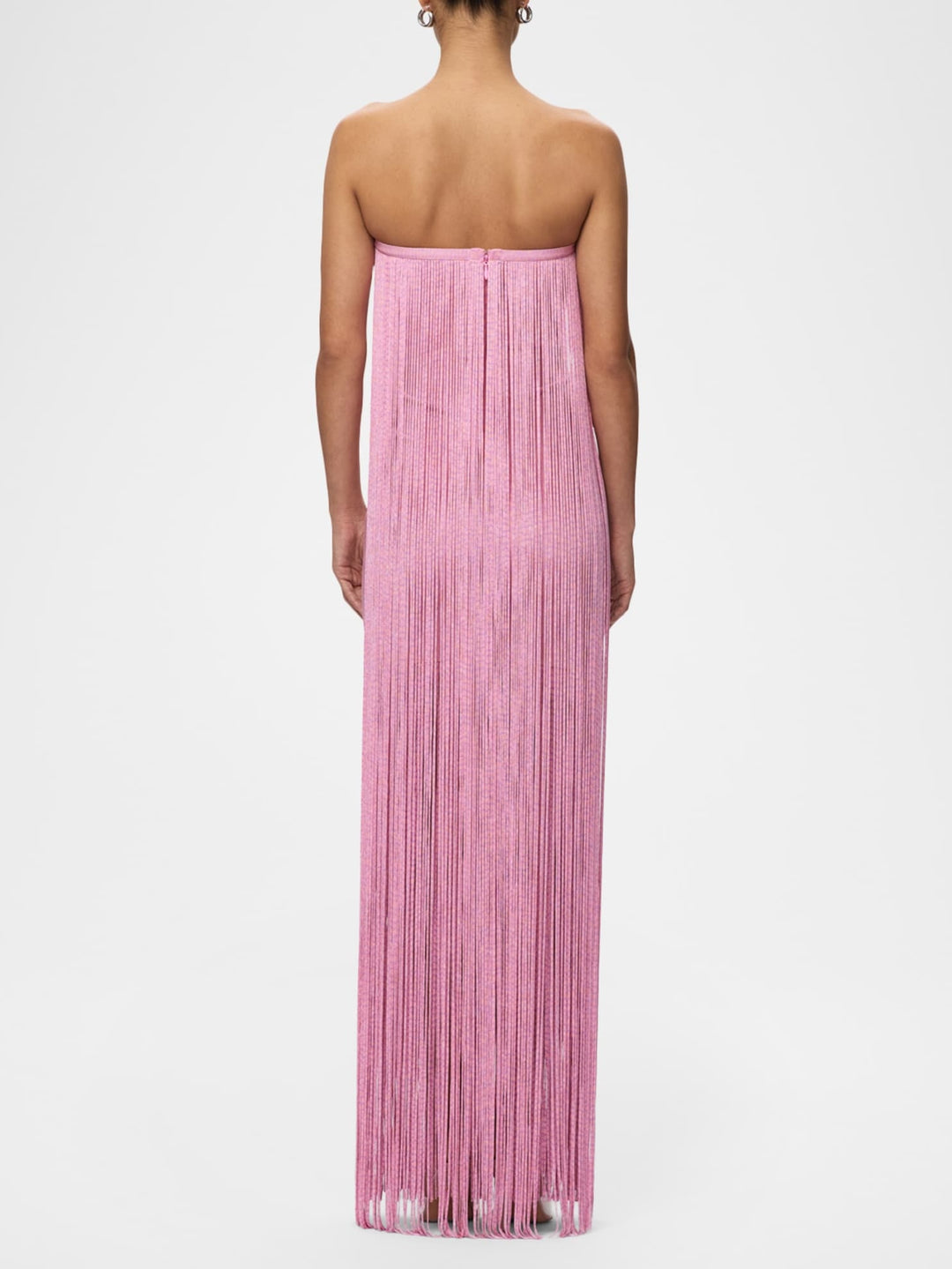 Strapless Fringe Maxi Dress