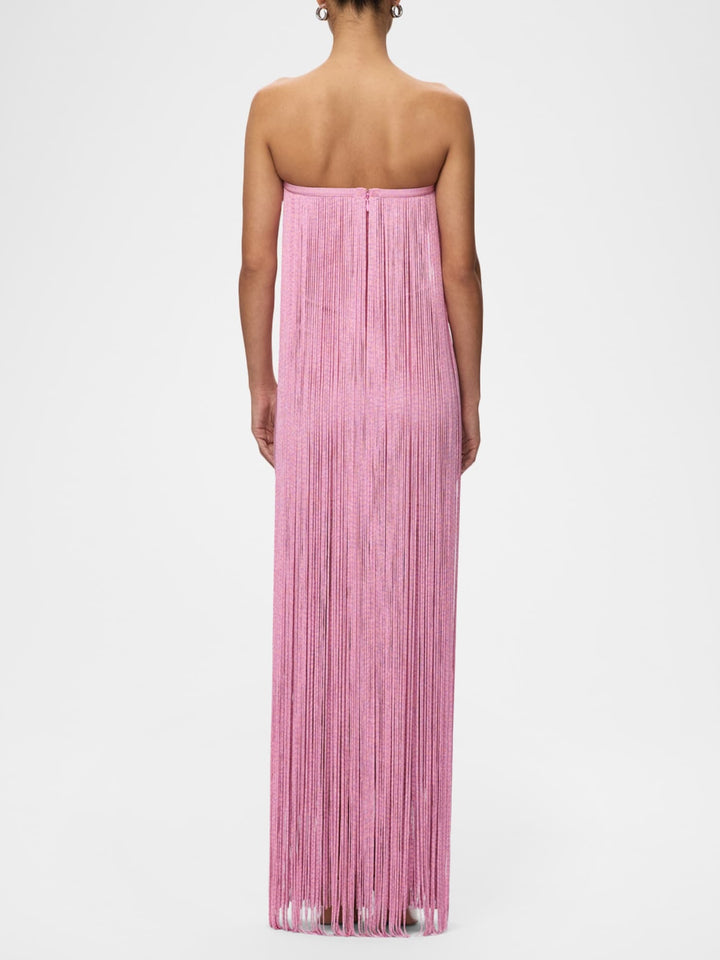 Strapless Fringe Maxi Dress