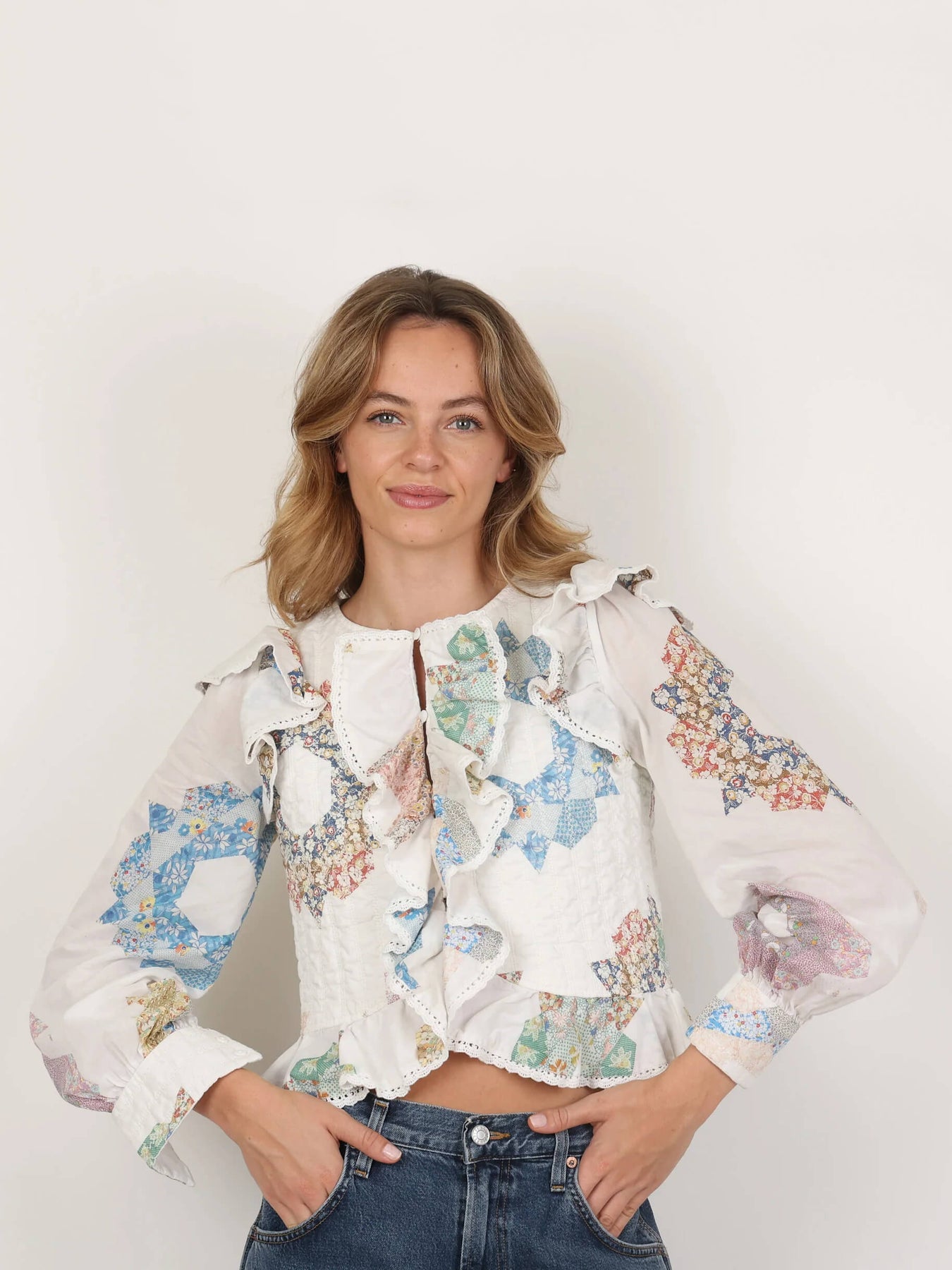 Gewatteerde lijfje tafellaken blouse