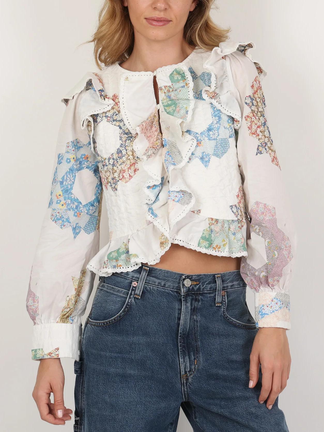 Gewatteerde lijfje tafellaken blouse