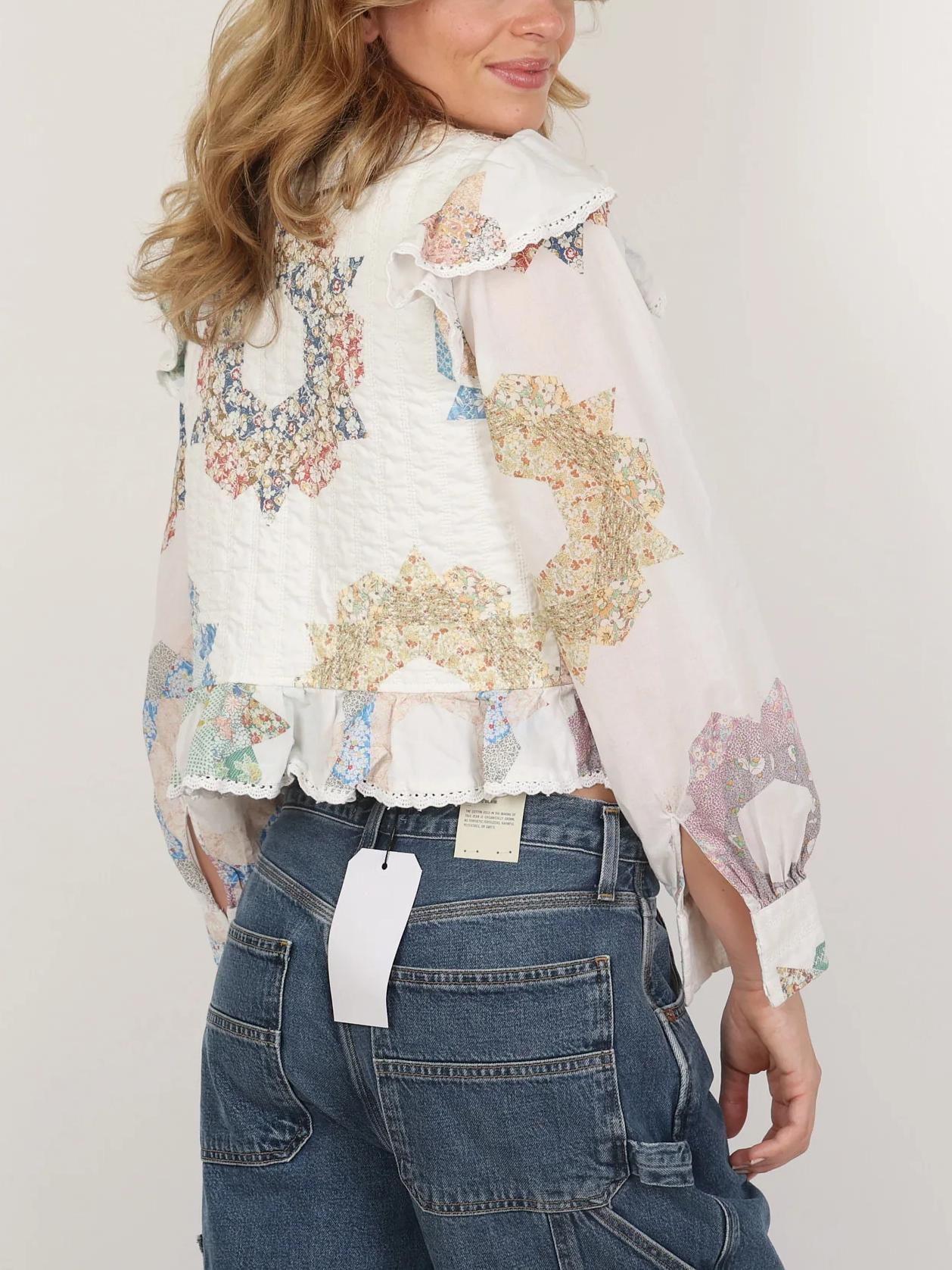 Gewatteerde lijfje tafellaken blouse