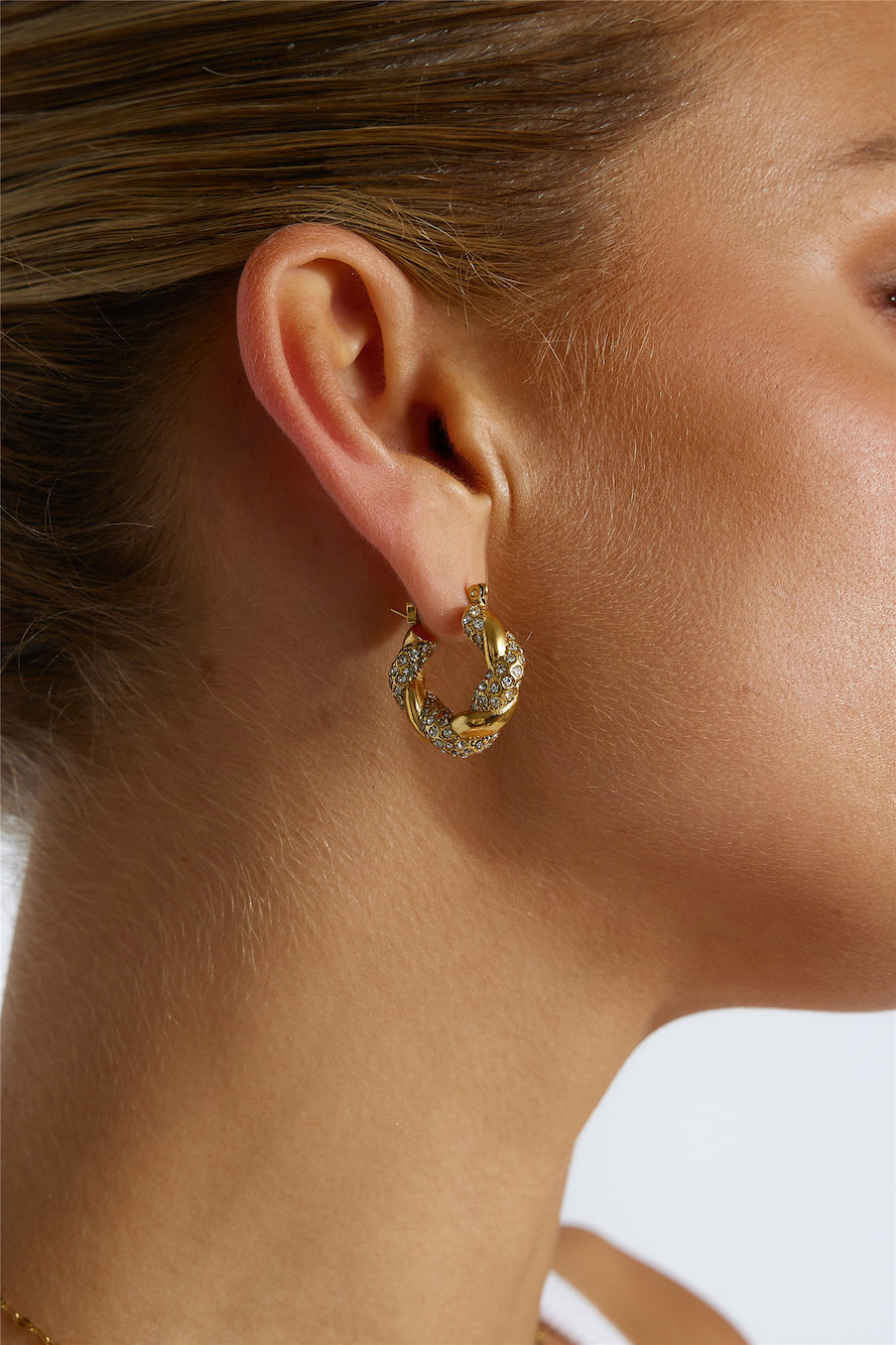 18k Gold Plated Crystal Lover Earrings Gold