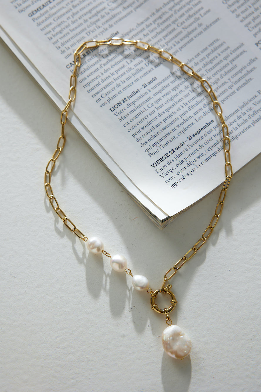 Collana di perle adorabili placcate in oro 18 carati Oro
