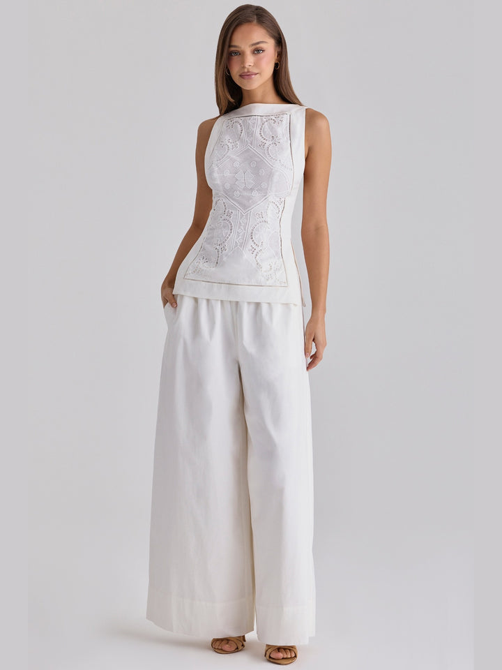 Broderie Anglaise Boat Neck Top