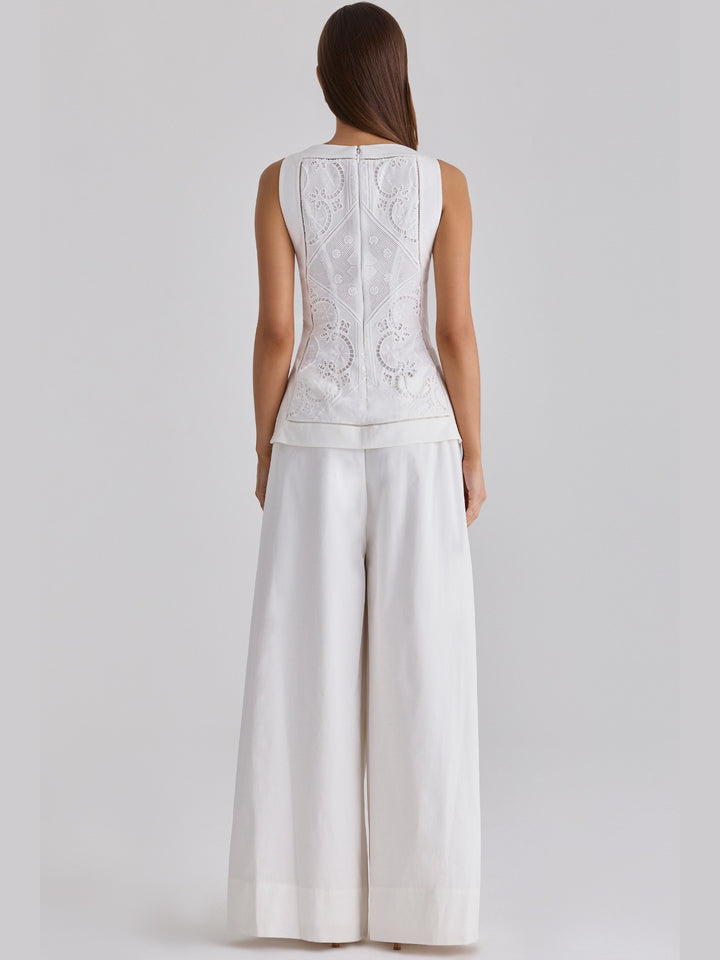 Broderie Anglaise Boat Neck Top