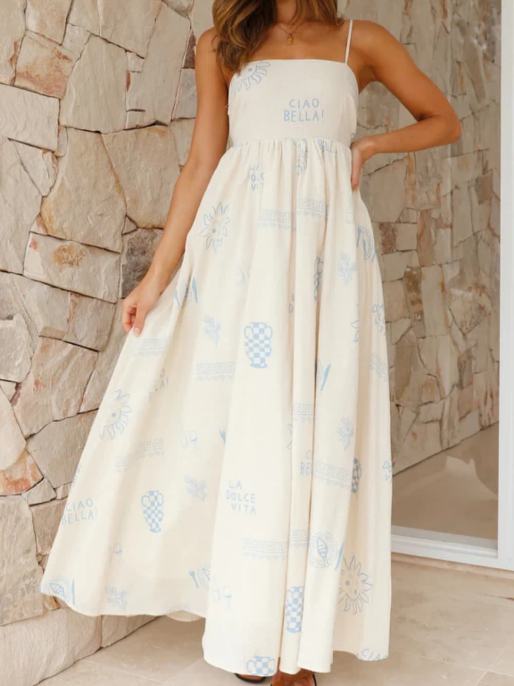 Robe longue Chill Vibes à bretelles fines et dos nu