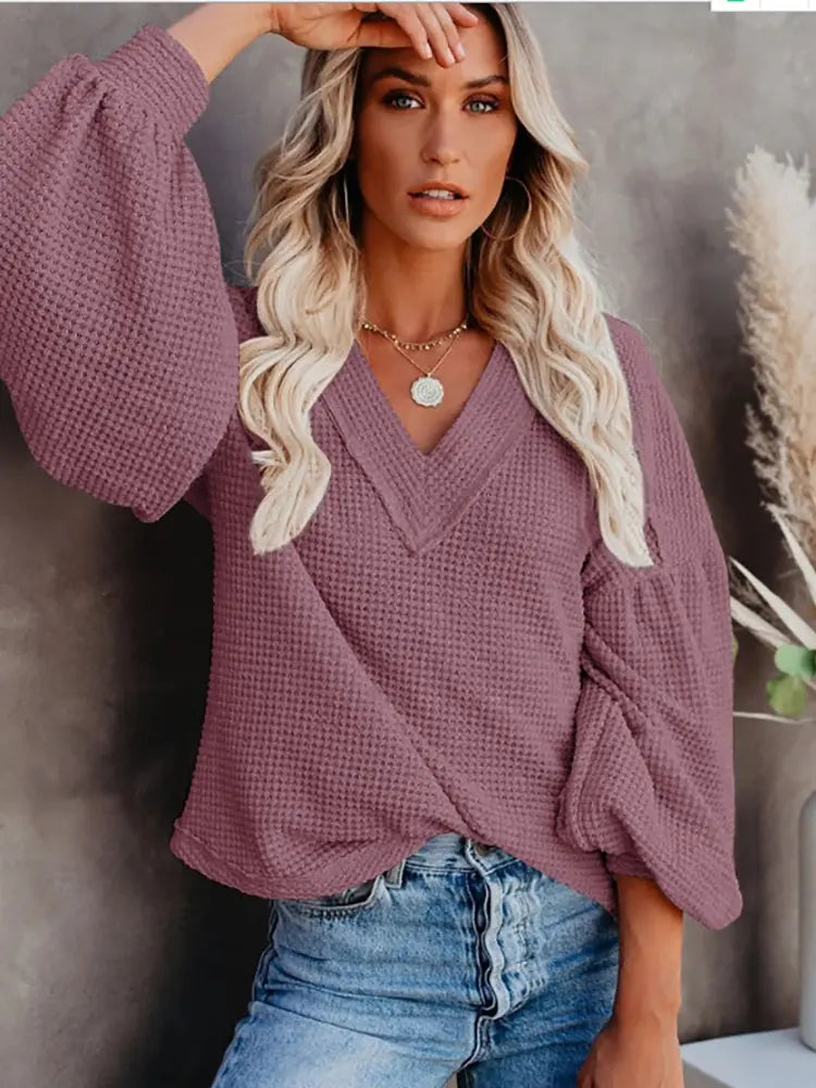 New Stylish V-Neck Knit Top