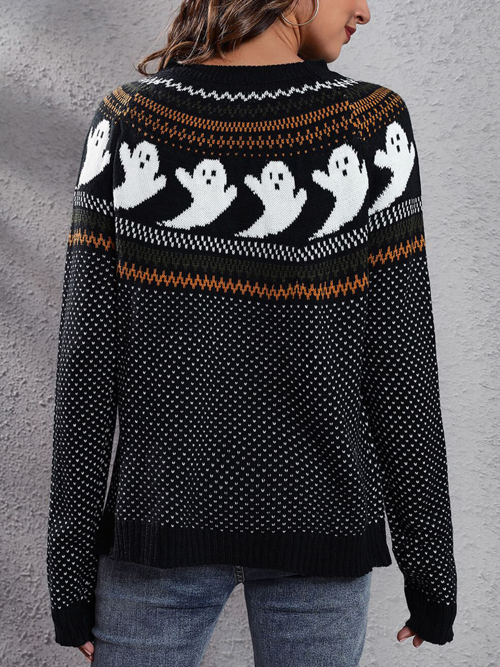 Halloween Ghost Retro Polka Dot Langarmpullover