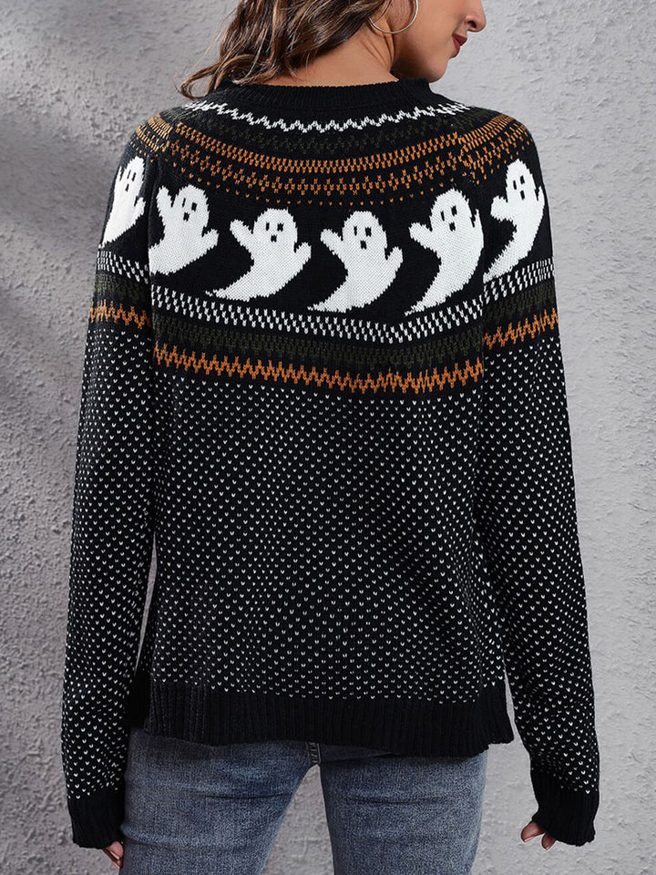 Halloween Ghost Retro Polka Dot trui met lange mouwen