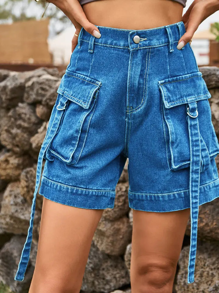 Amerikansk-stil Cargo Denim Shorts