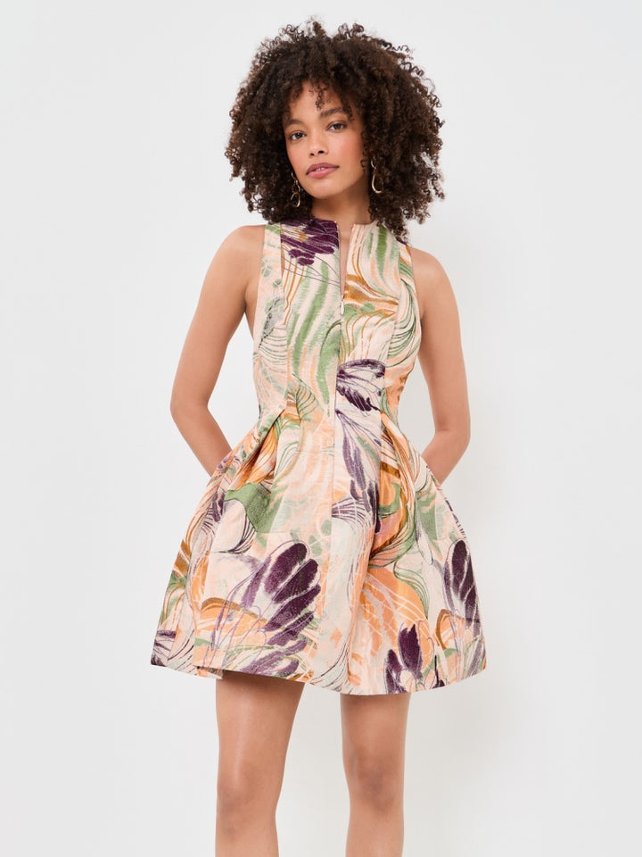 Abstract Floral Jacquard A-Line Mini