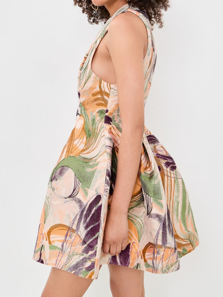 Abstract Floral Jacquard A-Line Mini