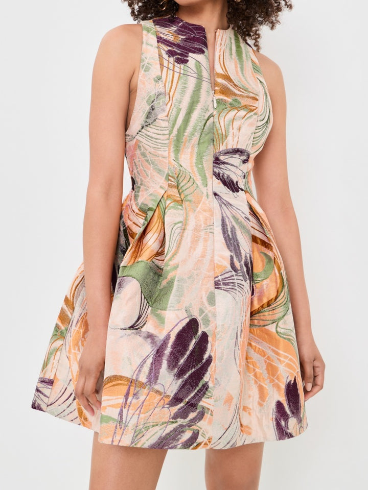 Abstract Floral Jacquard A-Line Mini