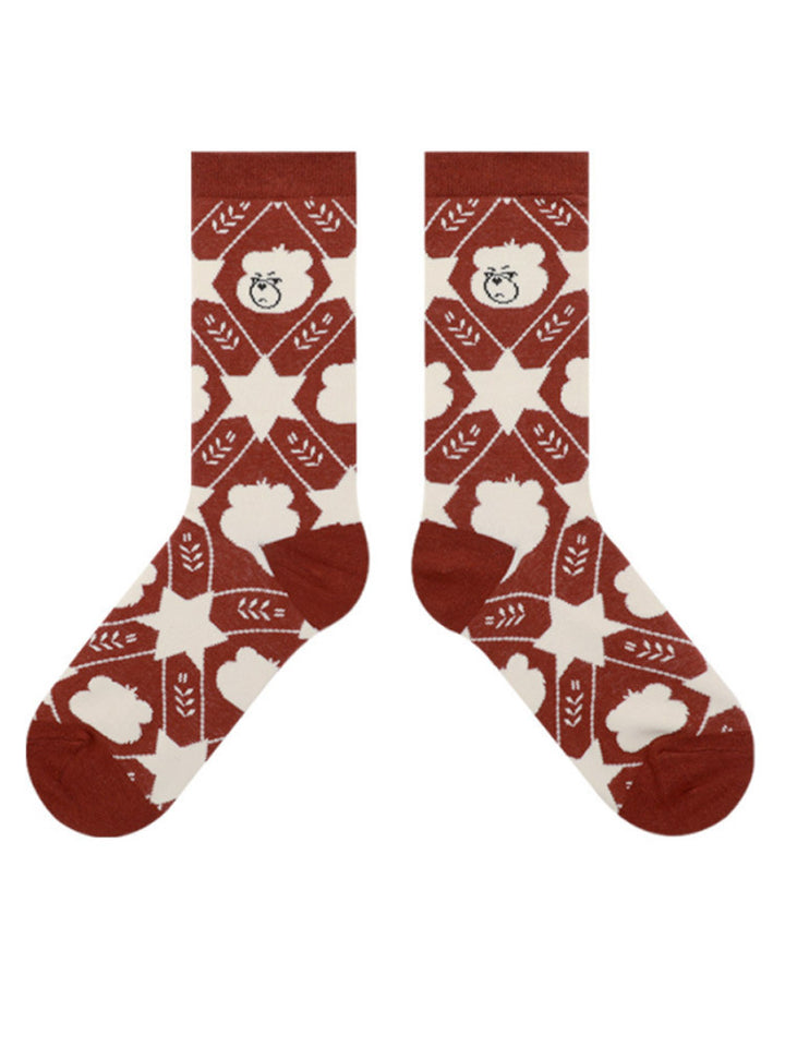 Cute Bear Striped Cotton Socks