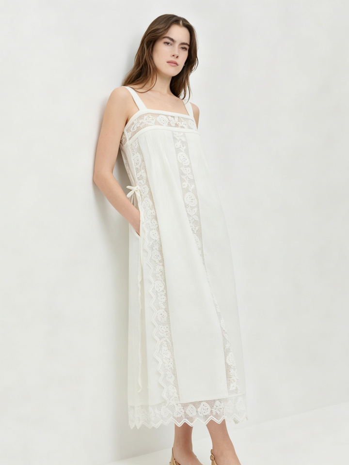 Den Blonde Linned Midi Kjole
