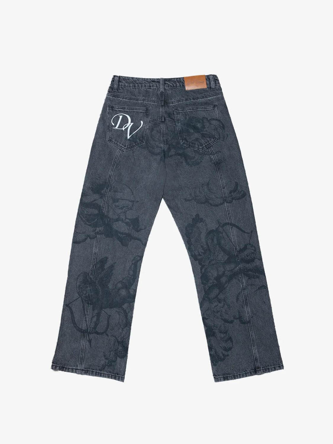 Cupido Print Gewassen Blauwe Jeans