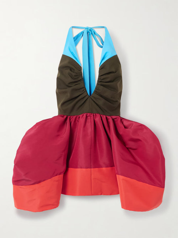 Halterneck Cotton-Blend Twill Top