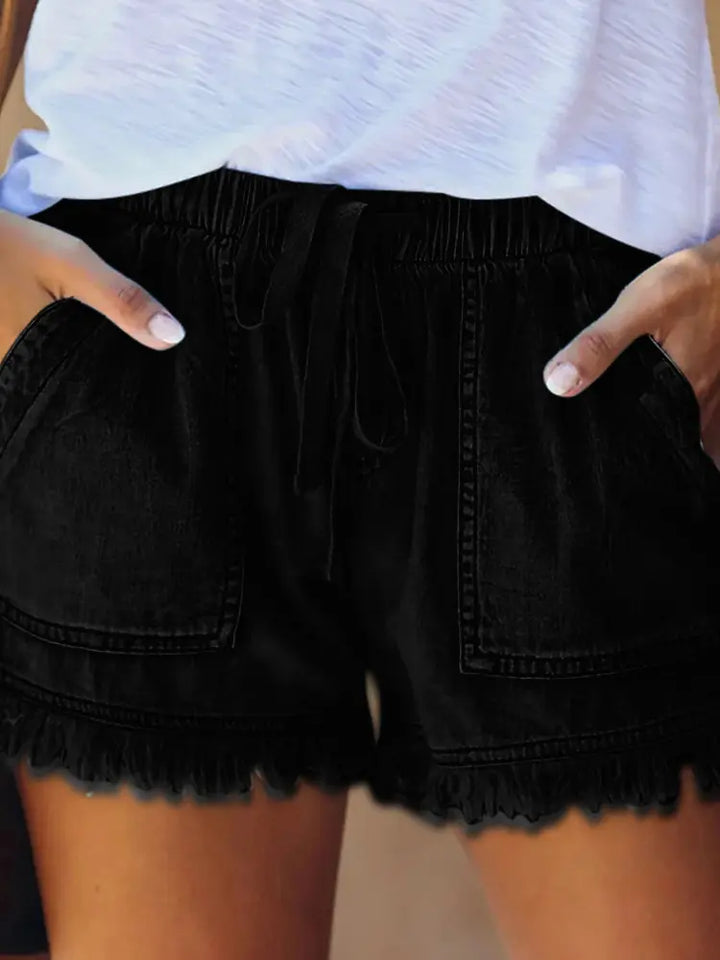 Elastische Taille Casual Denim Shorts