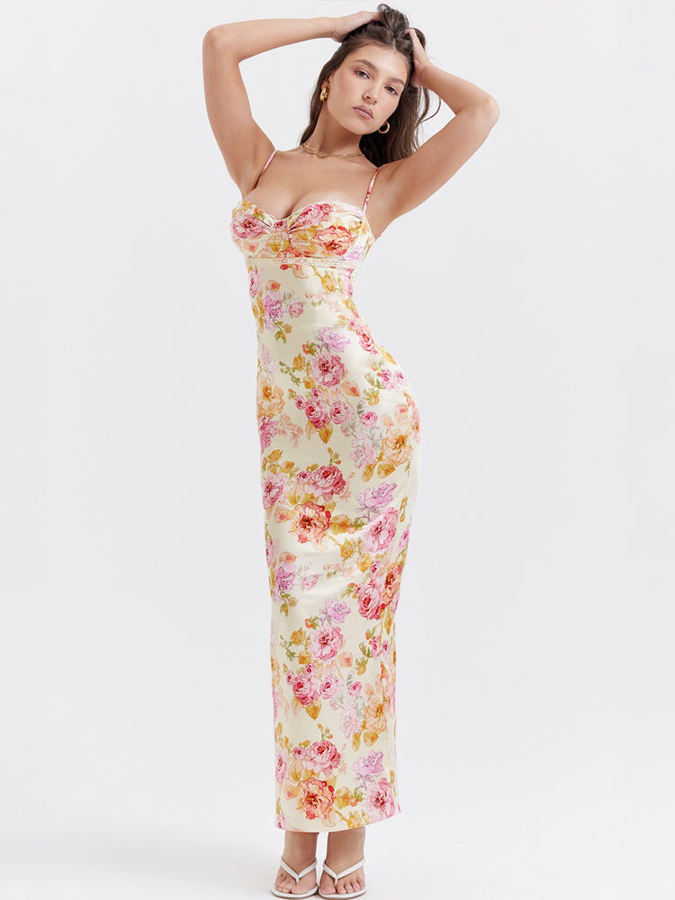 Floral Maxi Φόρεμα Ivory