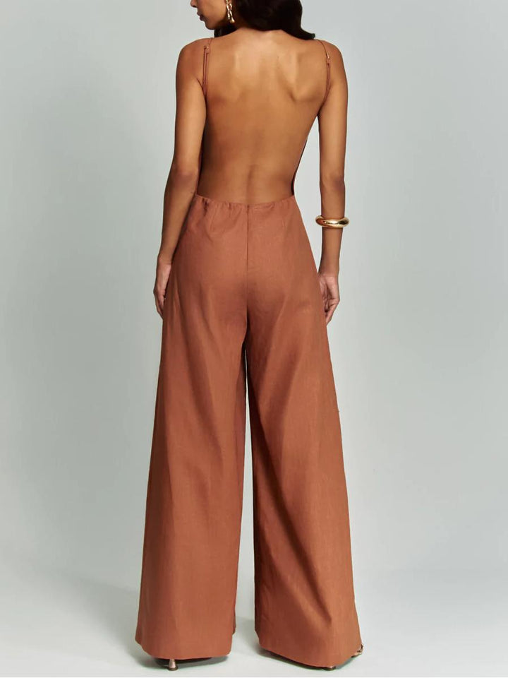 Brown Halter Jumpsuit Radiante