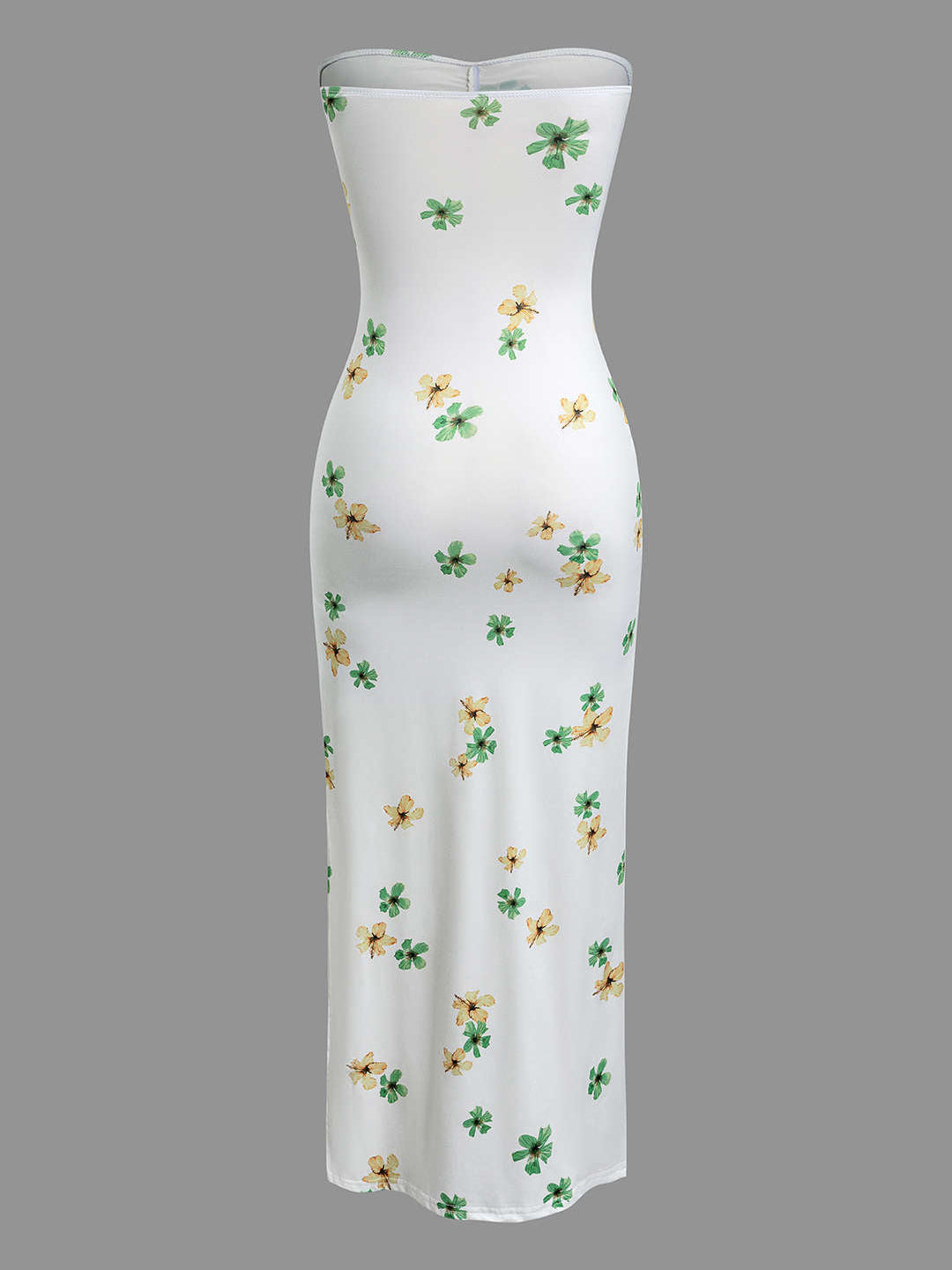 Strapless maxi-jurk met bloemenprint en ruches