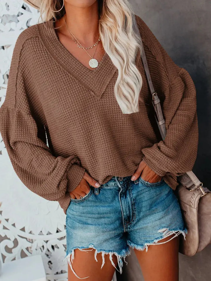 New Stylish V-Neck Knit Top