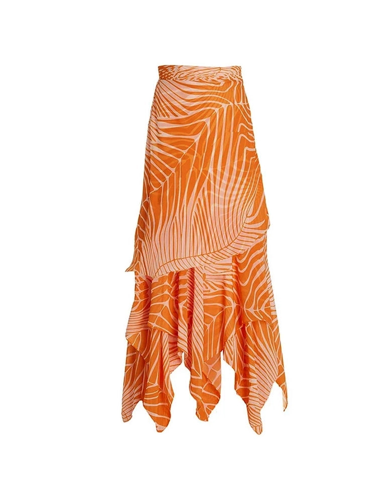 Ein-Schulter Bikini-Set mit floralem Lachsprint