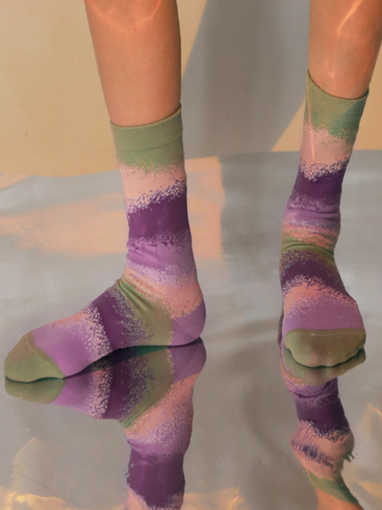 Πολύχρωμες βαμβακερές κάλτσες με θέμα ντεγκραντέ