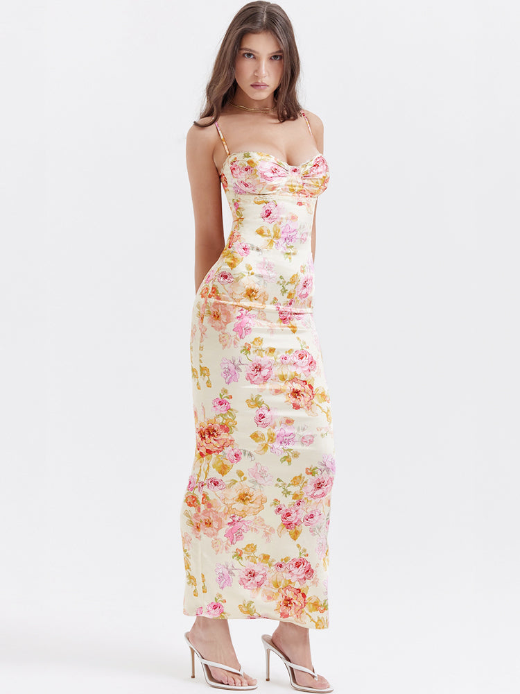 Floral Maxi Φόρεμα Ivory