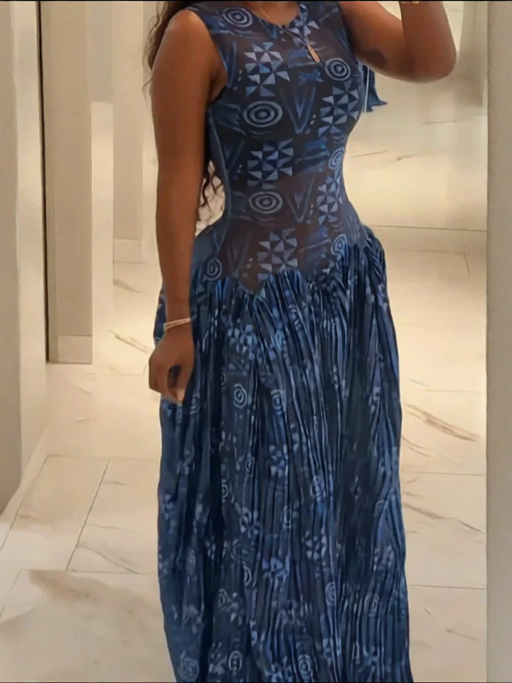 Adinkra Pleated Maxi Dress