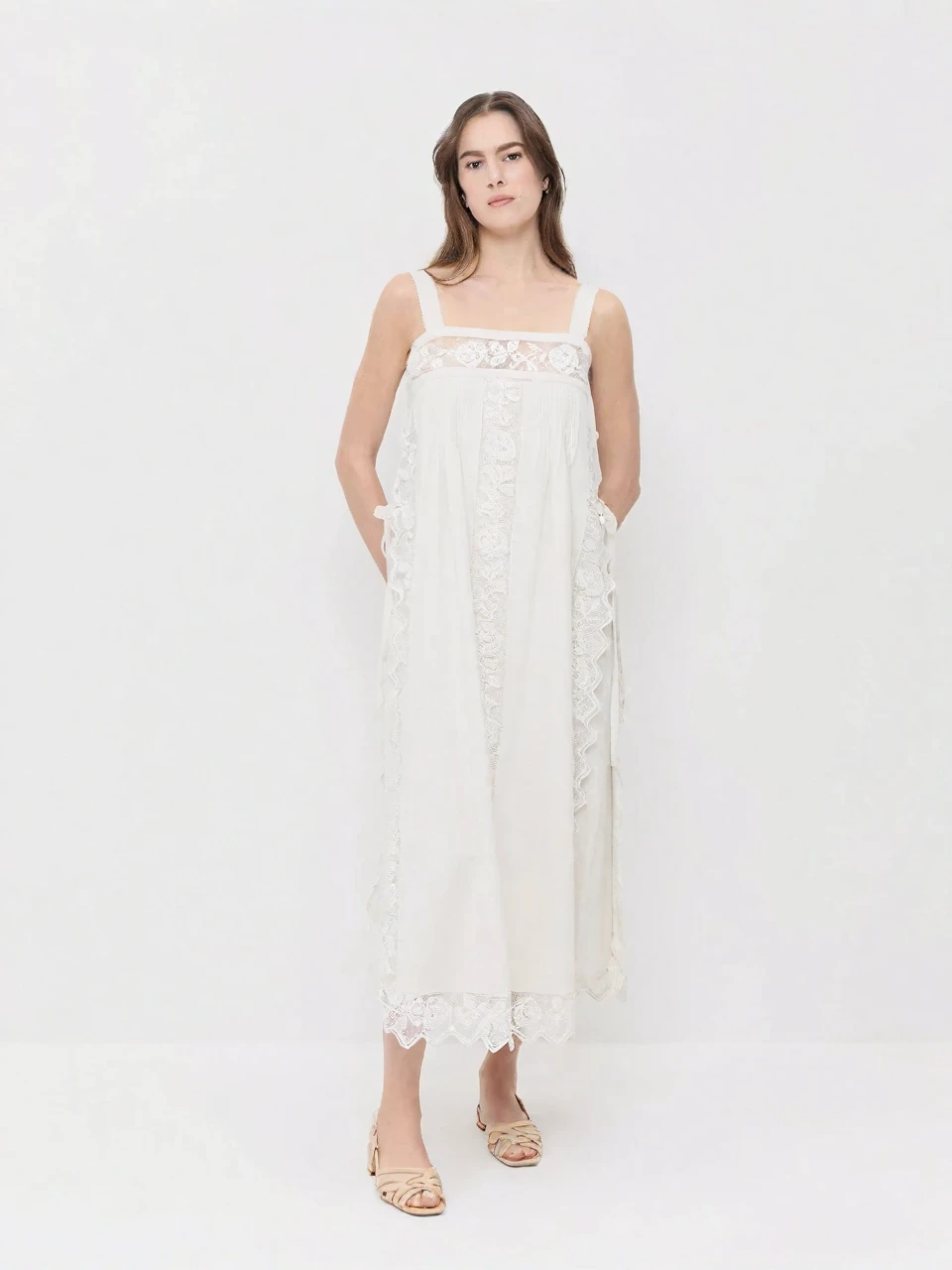 Den Blonde Linned Midi Kjole