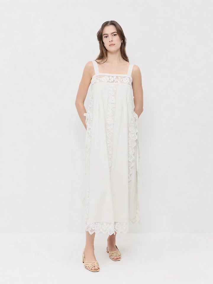 Den Blonde Linned Midi Kjole