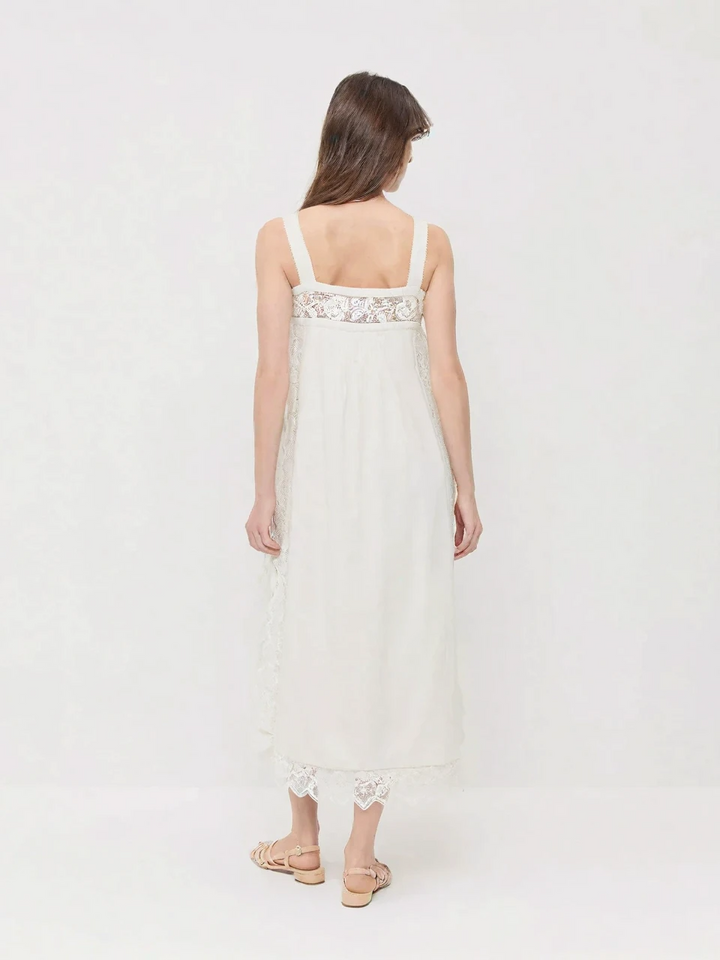 Den Blonde Linned Midi Kjole