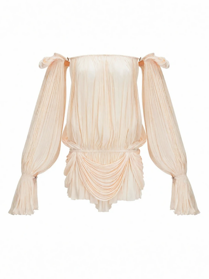 Draperet off-shoulder mini gudindekjole
