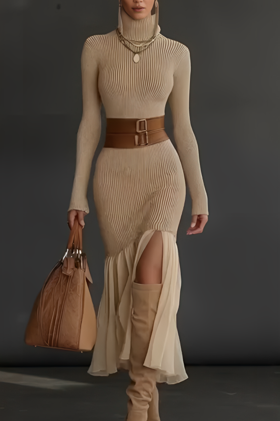 Robe en maille à col roulé élégante